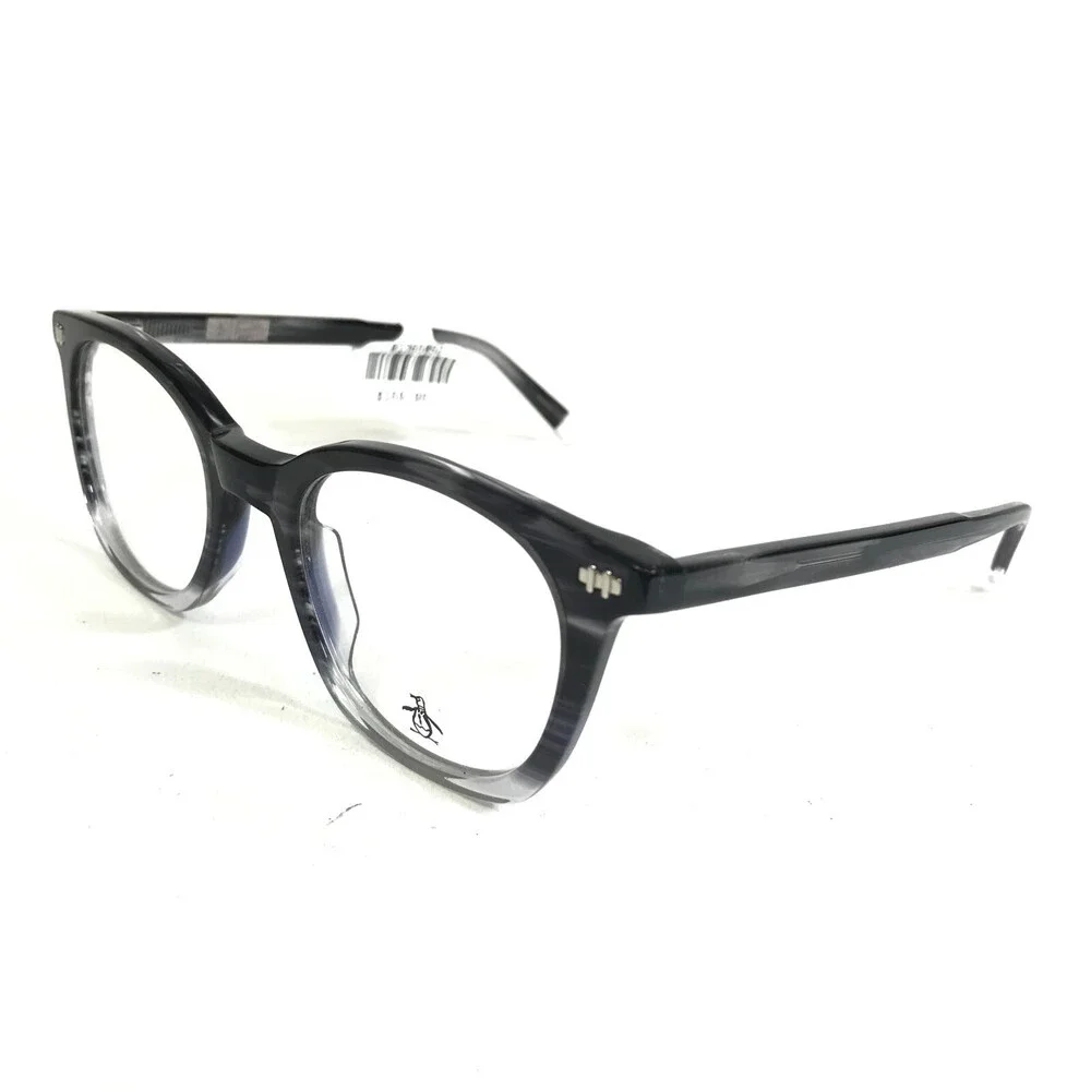 Penguin Eyeglasses Frames The Locke RK Grey Horn Clear Round Full Rim 49-21-140